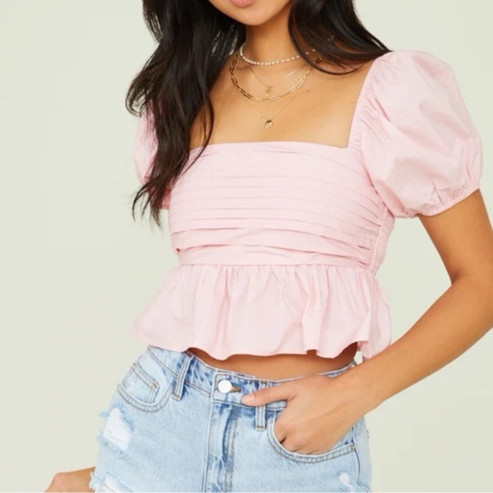 Altar’d State Serenity Smocked Top in Light Pink